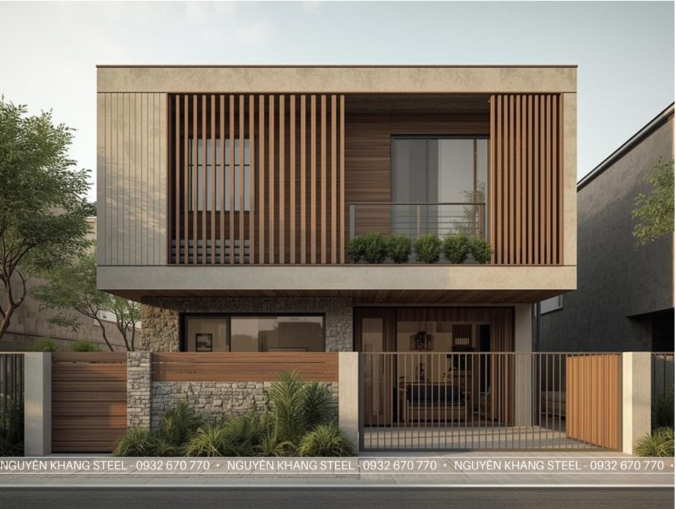 Lam che nắng xi măng giả gỗ ngoài trời