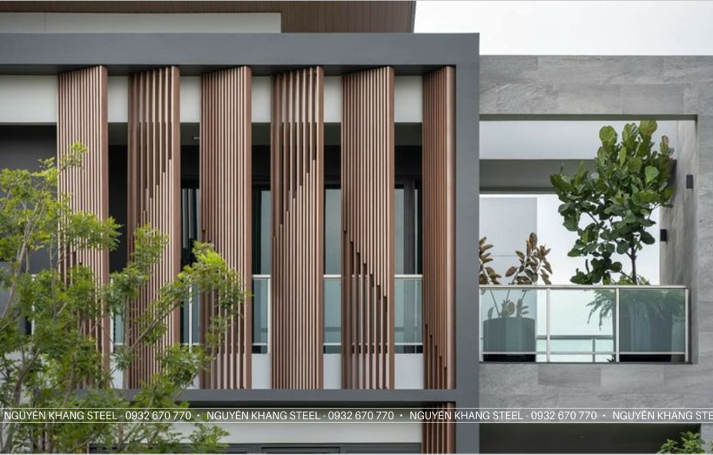 Lam che nắng xi măng giả gỗ ngoài trời