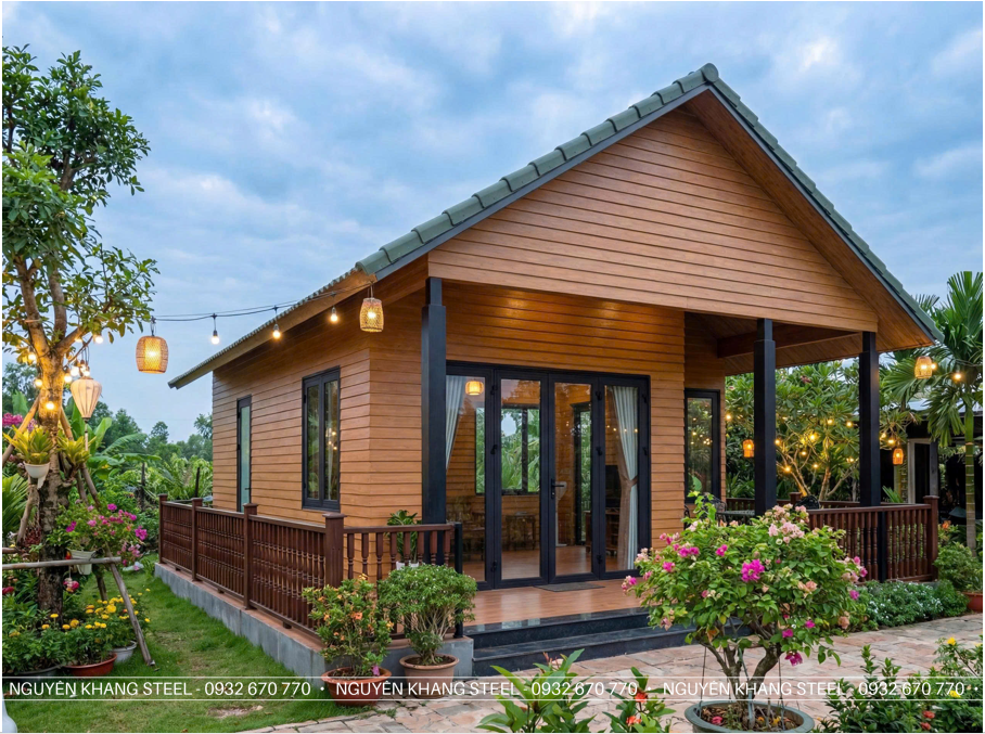 Tấm Xi Măng Giả Gỗ Ốp Tường Ngoài Trời Vân Teak 