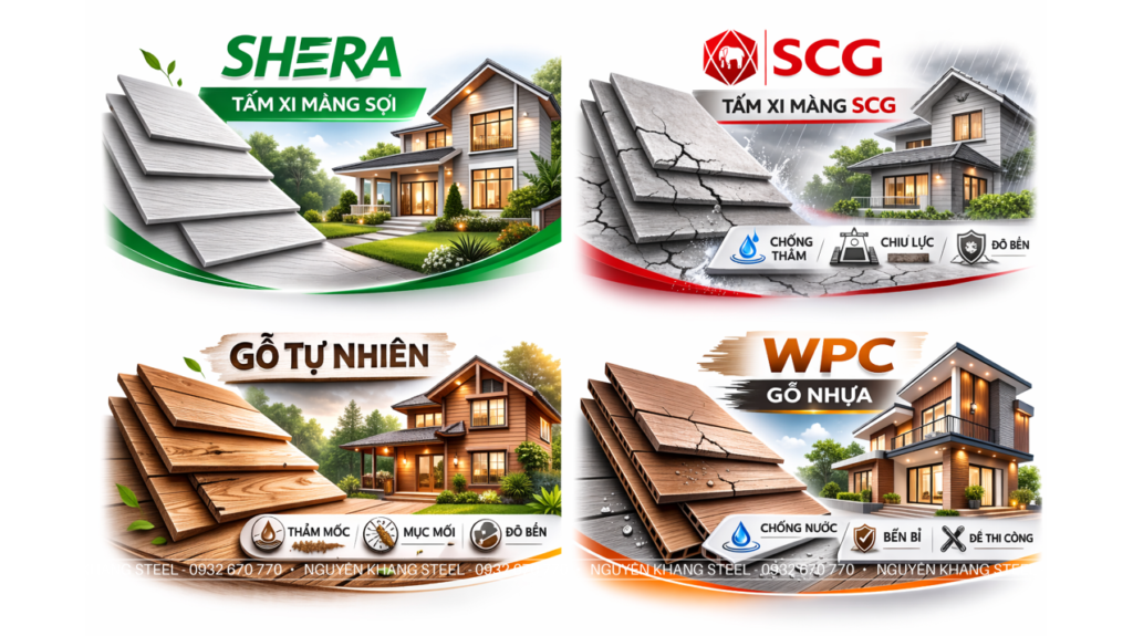 Tấm Xi Măng Giả Gỗ SHERA Wood 2026: Ốp Tường, Trần, Sàn, Ngoài Trời – Giá Rẻ, Vân Teak/Straight" Tấm Xi Măng Giả Gỗ