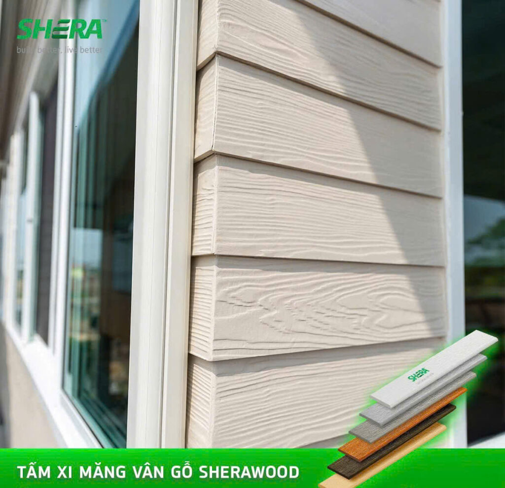 Tấm Xi Măng Giả Gỗ SHERA Wood Ốp Tường, Lót Sàn, Ốp Trần Ngoài Trời 2026 Tấm Xi Măng Giả Gỗ