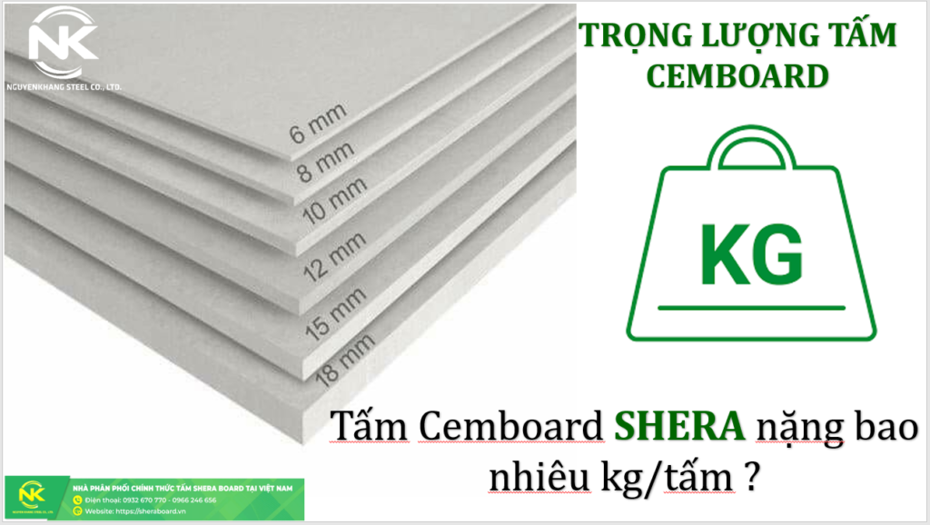 Trọng lượng tấm Cemboard