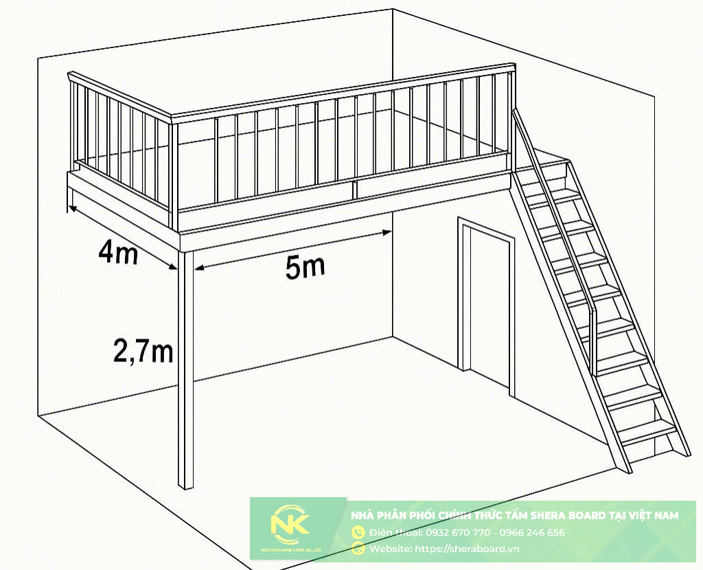 Làm gác lửng phòng trọ bằng tấm cemboard