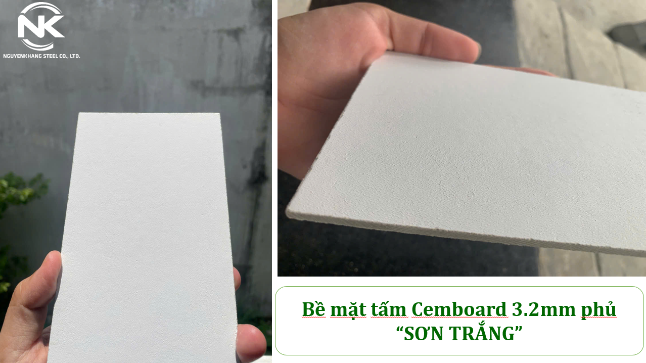 Tấm Cemboard 3.2mm "SƠN TRẮNG" Làm Trần Thả, Chống Cháy Tấm Cemboard 3.2mm
