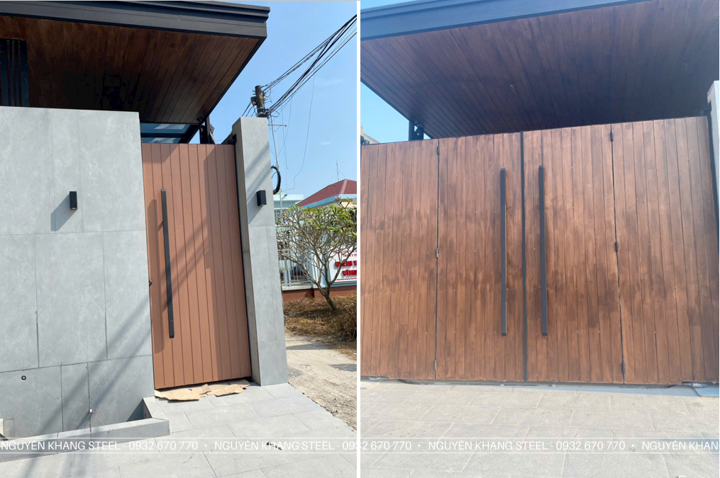 Tấm Xi Măng Giả Gỗ Làm Cổng