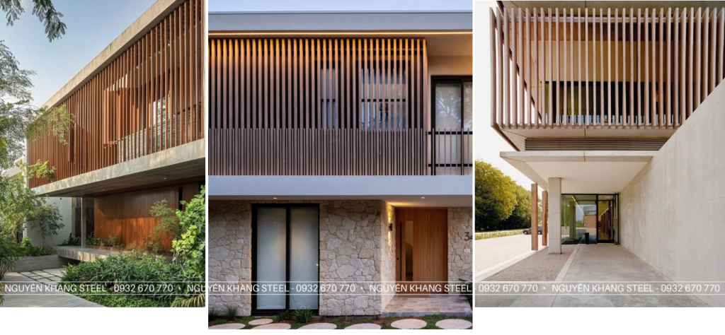 Lam Che Nắng Xi Măng Giả Gỗ Kiểu Dọc