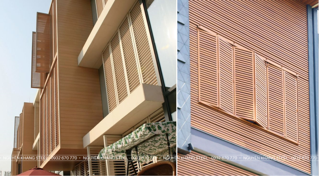 Lam Che Nắng Xi Măng Giả Gỗ Kiểu Lá Xách