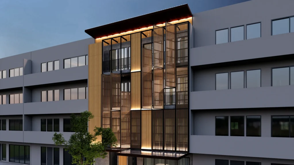 Ốp mặt dựng, mặt tiền xi măng giả gỗ