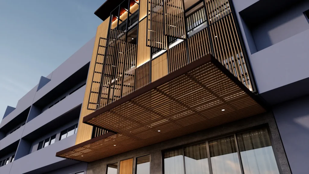 Ốp mặt dựng, mặt tiền xi măng giả gỗ