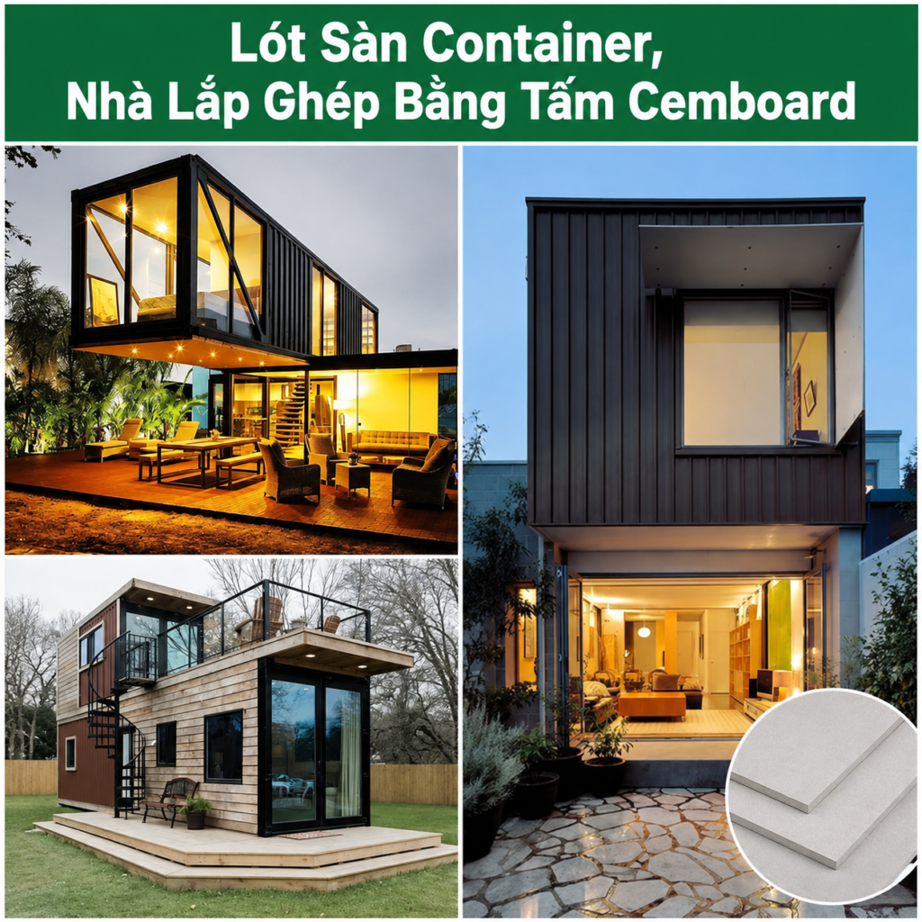 lót sàn container nhà lắp ghép bằng tấm cemboard