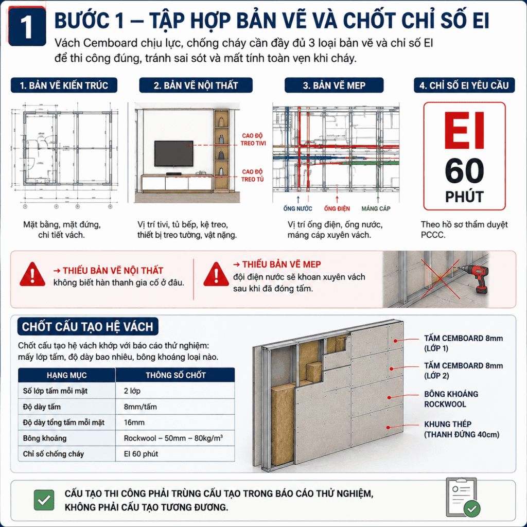 Thi Công Vách Ngăn Cemboard Chống Cháy