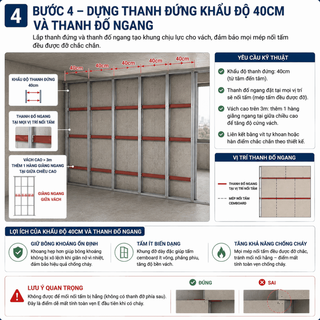 Thi Công Vách Ngăn Cemboard Chống Cháy