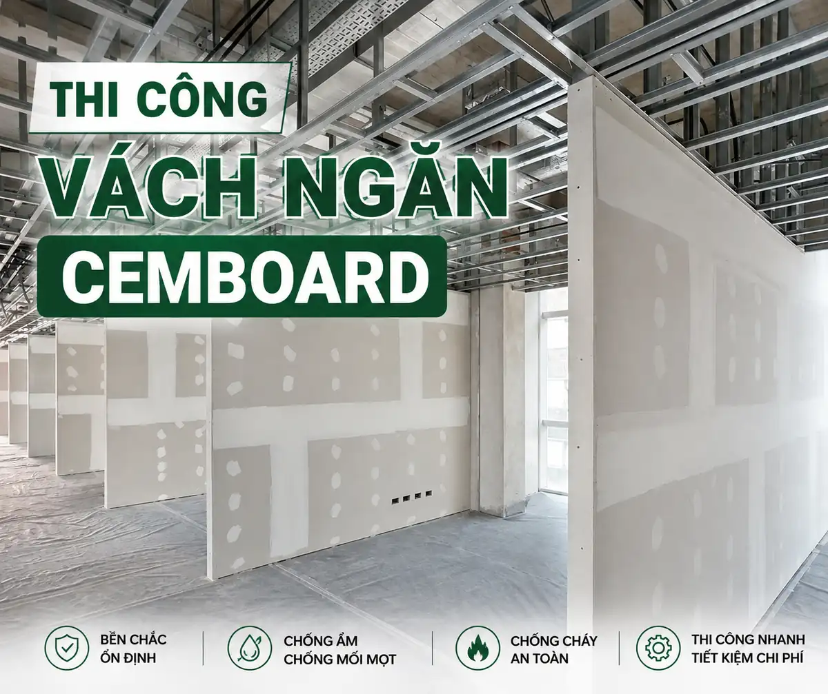 Thi Công Vách Ngăn Cemboard Chống Cháy: Quy Trình 9 Bước