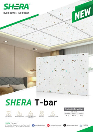 Tấm Trần Cemboard “SHERA T-bar” 3.2x603x1210mm